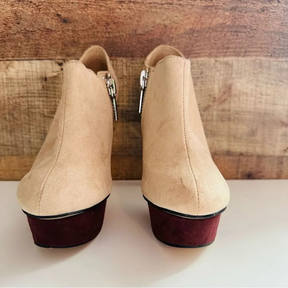 Zara Tan and Maroon Platform Heels - Picture 3 of 8